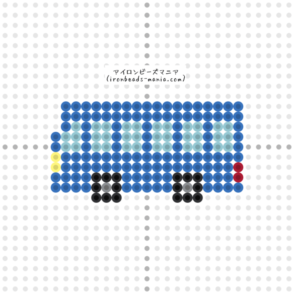 アイロンビーズ バスの図案と作り方 四角プレートで簡単に
